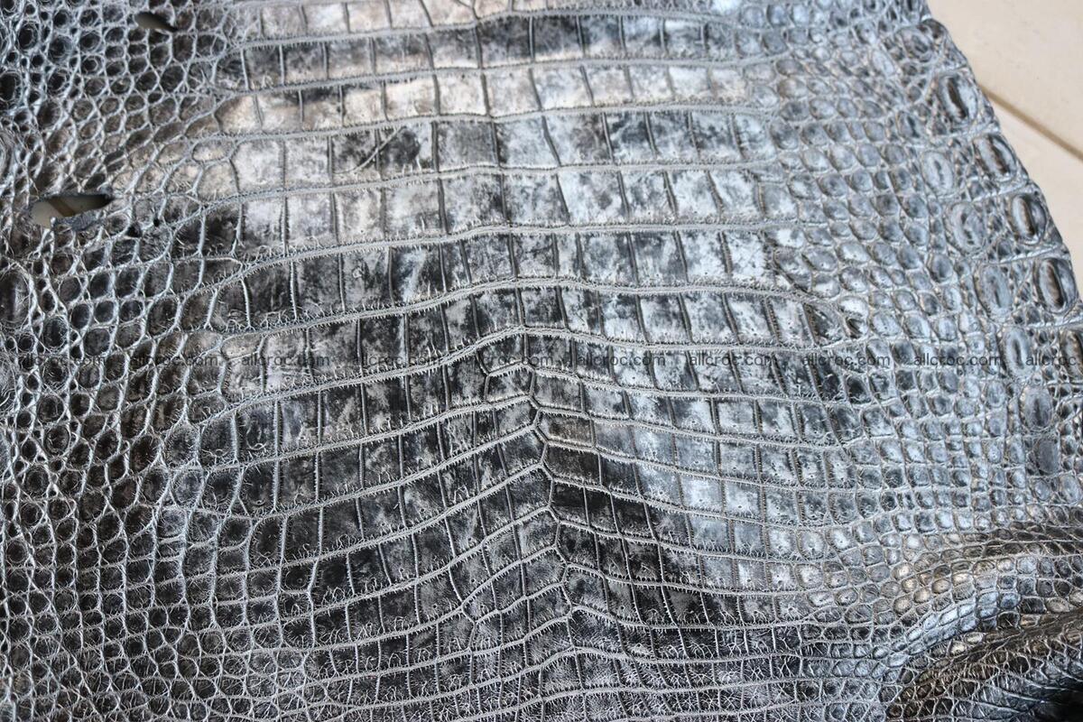 Crocodile skin belly brush off silver color 1227 Foto 4