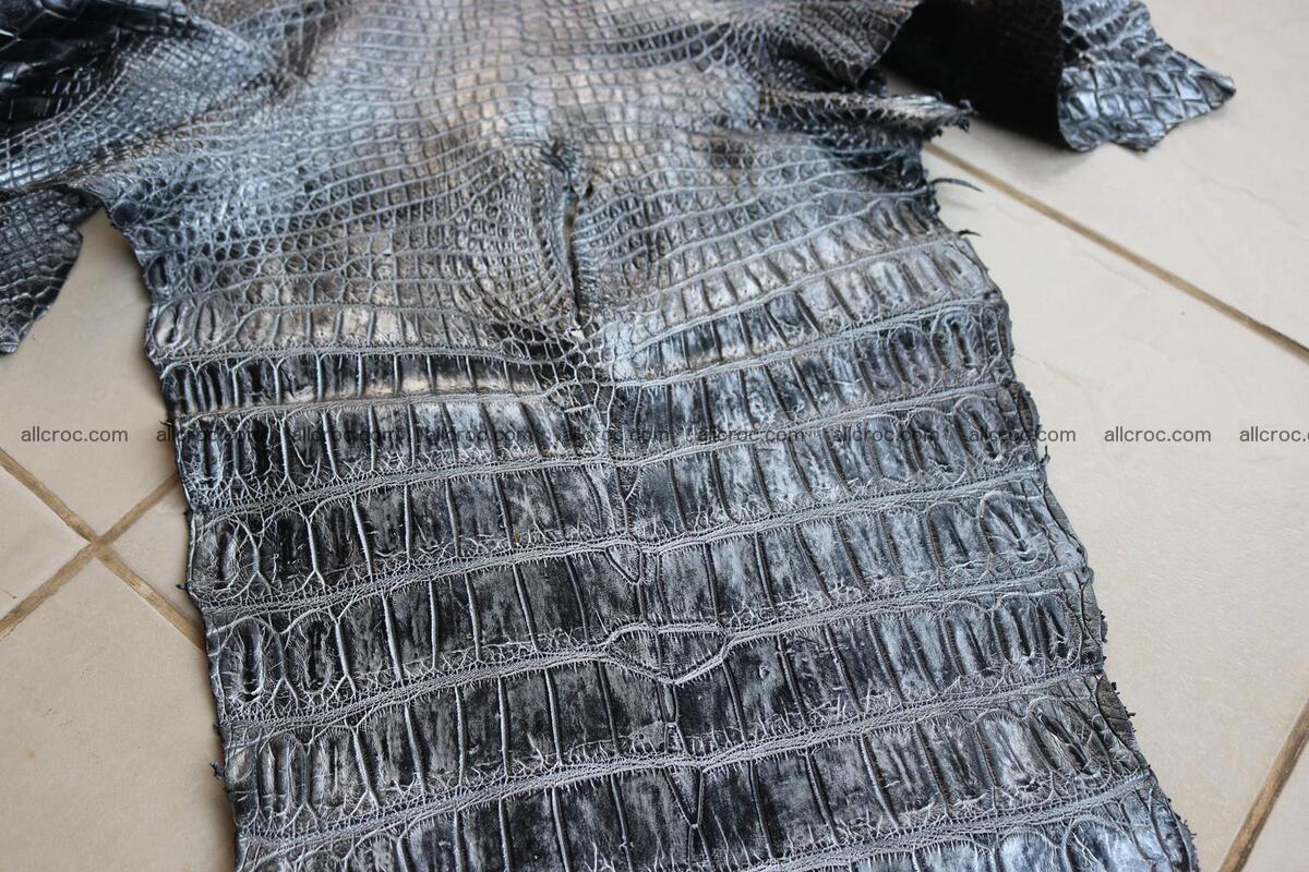 Crocodile skin belly brush off silver color 1227 Foto 5