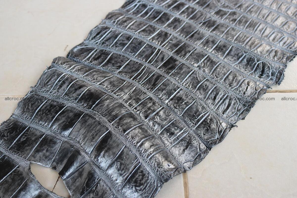 Crocodile skin belly brush off silver color 1227 Foto 9