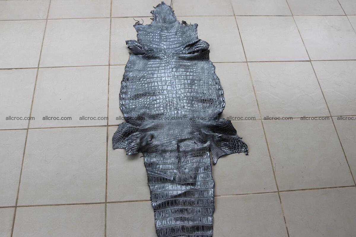 Crocodile skin belly part brush off silver color 1248 Foto 1