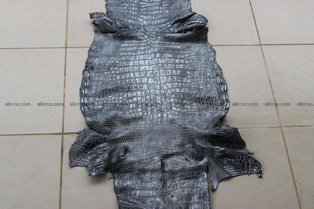 Crocodile skin belly part brush off silver color 1248 Foto 2