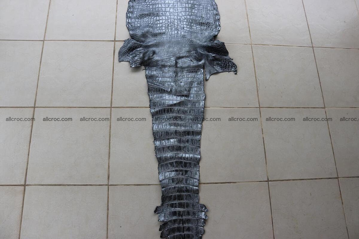 Crocodile skin belly part brush off silver color 1248 Foto 5