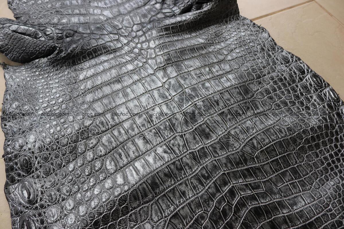 Crocodile skin belly part brush off silver color 1248 Foto 8
