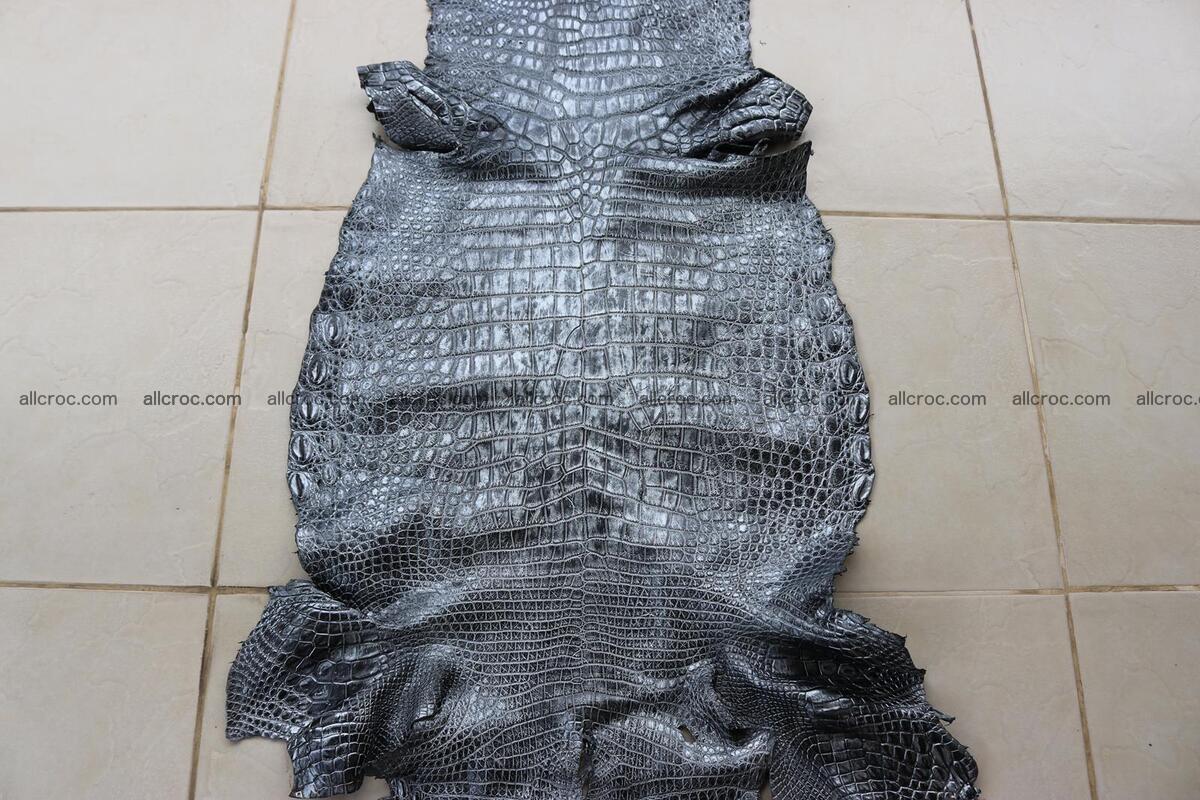 Crocodile skin belly part brush off silver color 1248 Foto 3