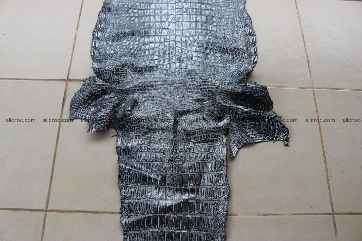Crocodile skin belly part brush off silver color 1248 Foto 4