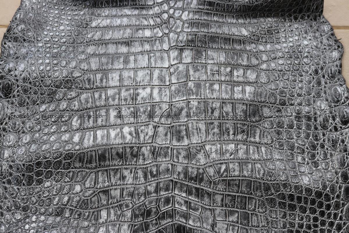 Crocodile skin belly part brush off silver color 1248 Foto 0