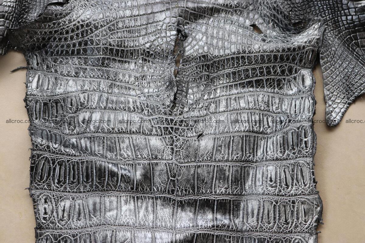 Crocodile skin belly part brush off silver color 1248 Foto 11
