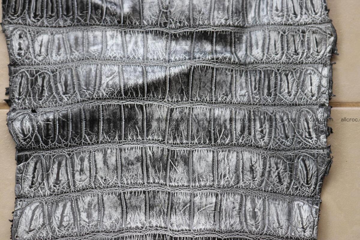 Crocodile skin belly part brush off silver color 1248 Foto 12