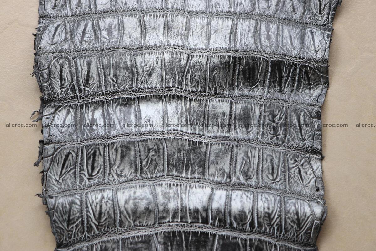 Crocodile skin belly part brush off silver color 1248 Foto 13
