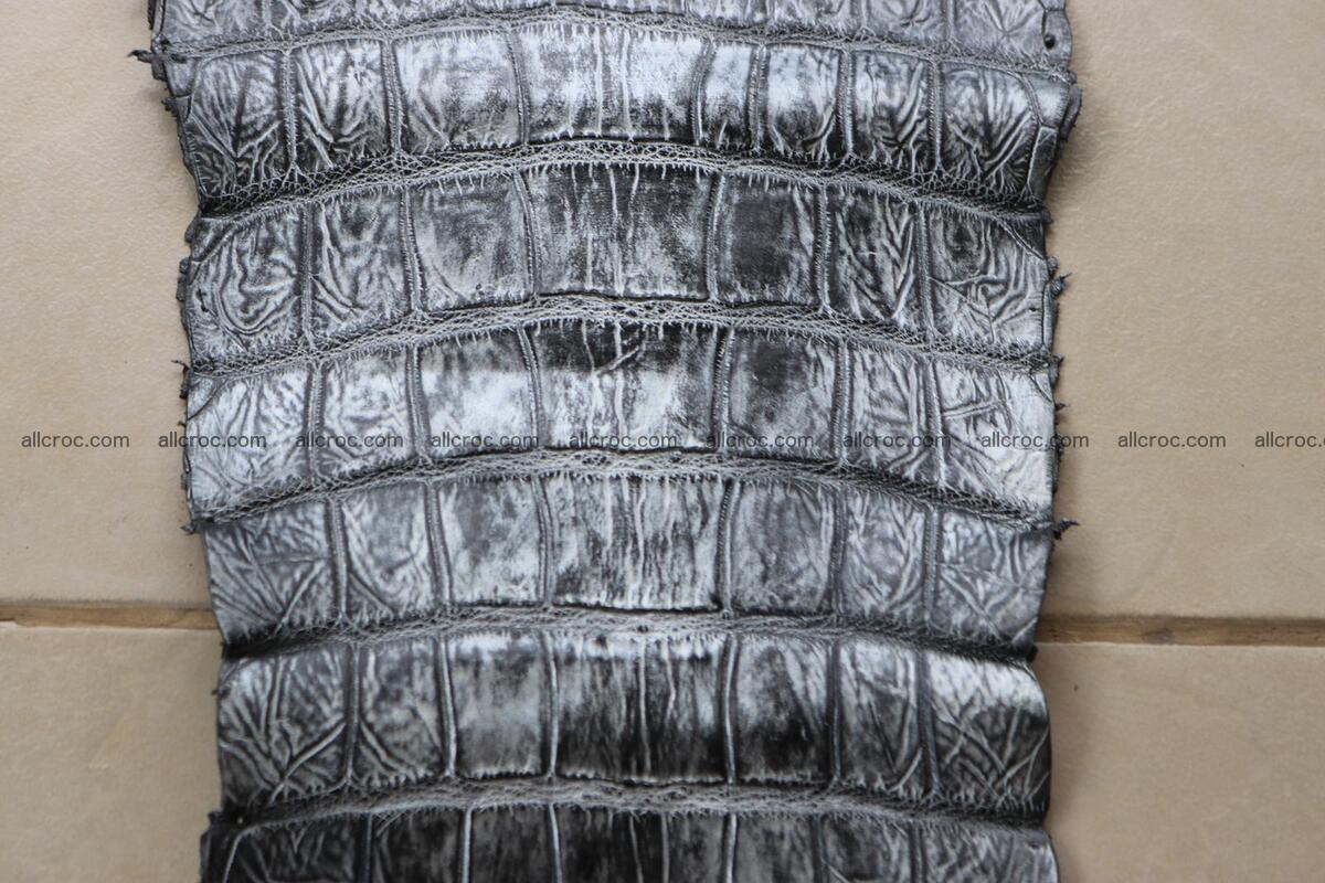 Crocodile skin belly part brush off silver color 1248 Foto 14