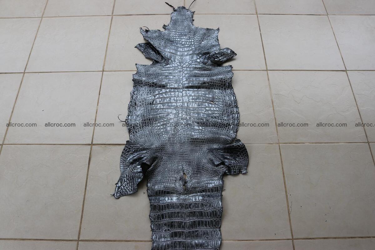 Crocodile skin belly part brush off silver color 1249 Foto 1