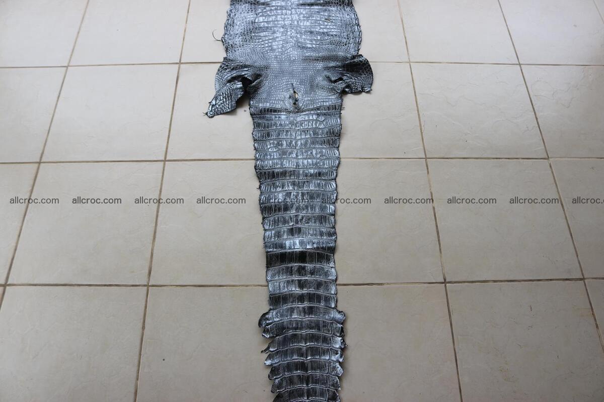 Crocodile skin belly part brush off silver color 1249 Foto 3