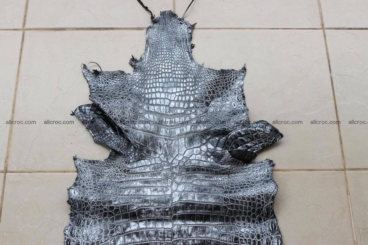 Crocodile skin belly part brush off silver color 1249 Foto 4