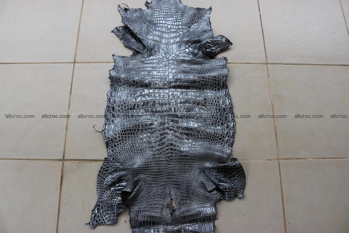 Crocodile skin belly part brush off silver color 1249 Foto 2
