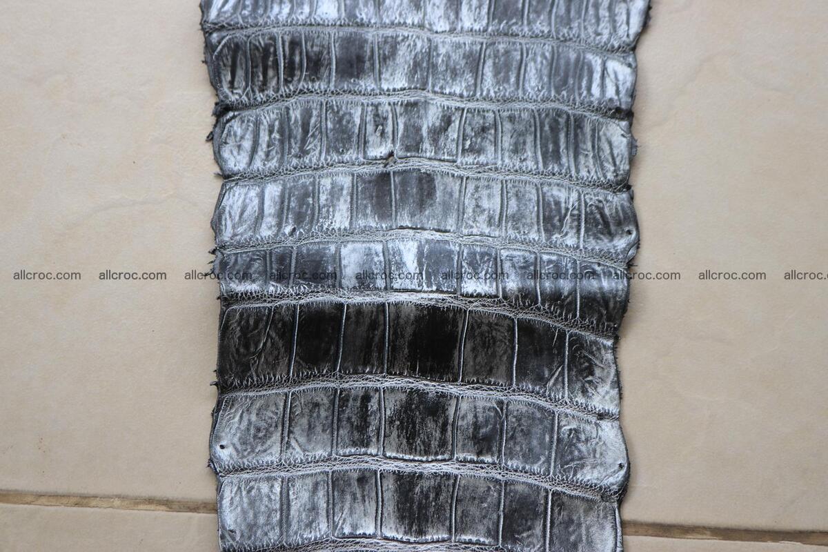 Crocodile skin belly part brush off silver color 1249 Foto 7