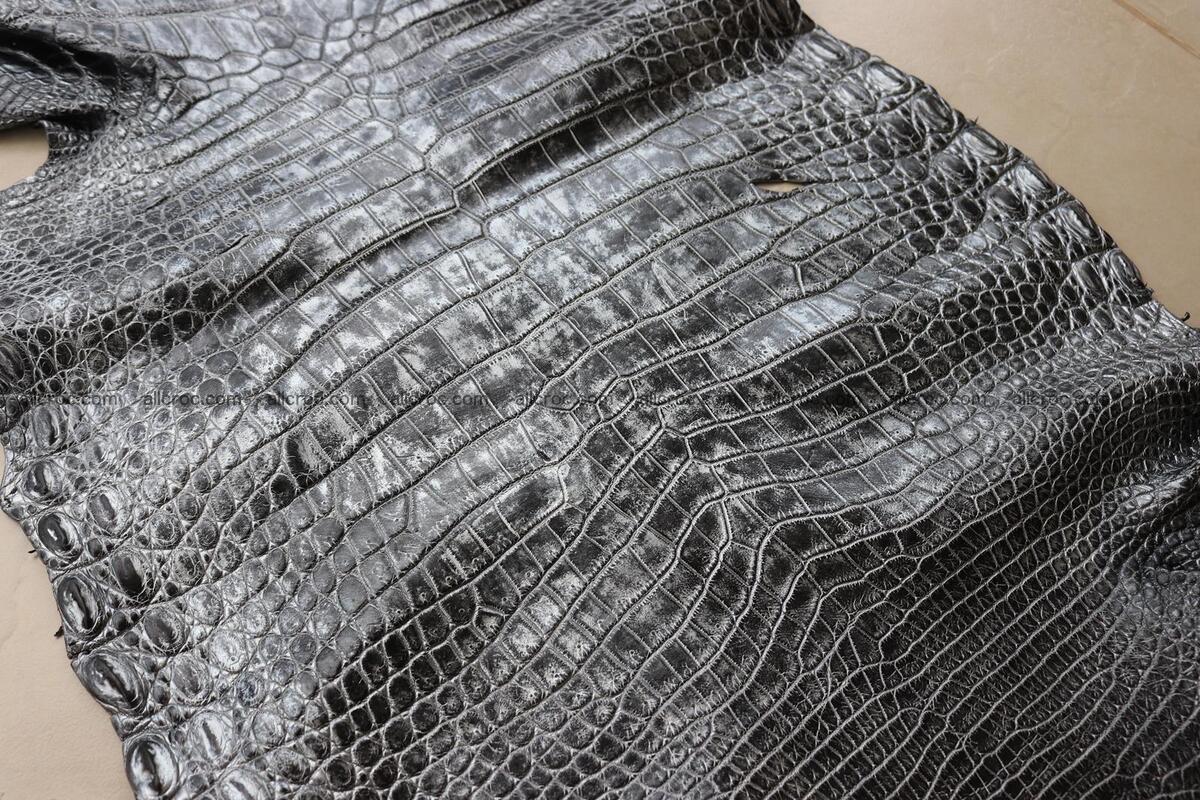 Crocodile skin belly part brush off silver color 1249 Foto 0