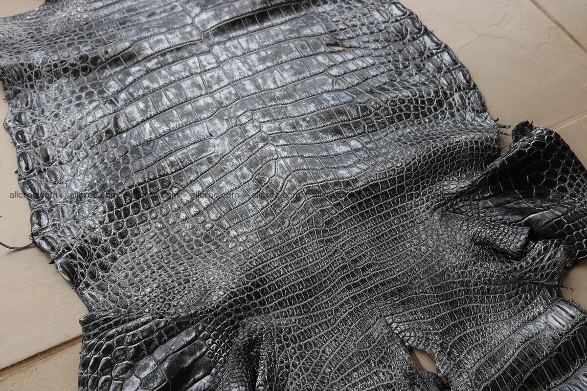 Crocodile skin belly part brush off silver color 1249 Foto 12