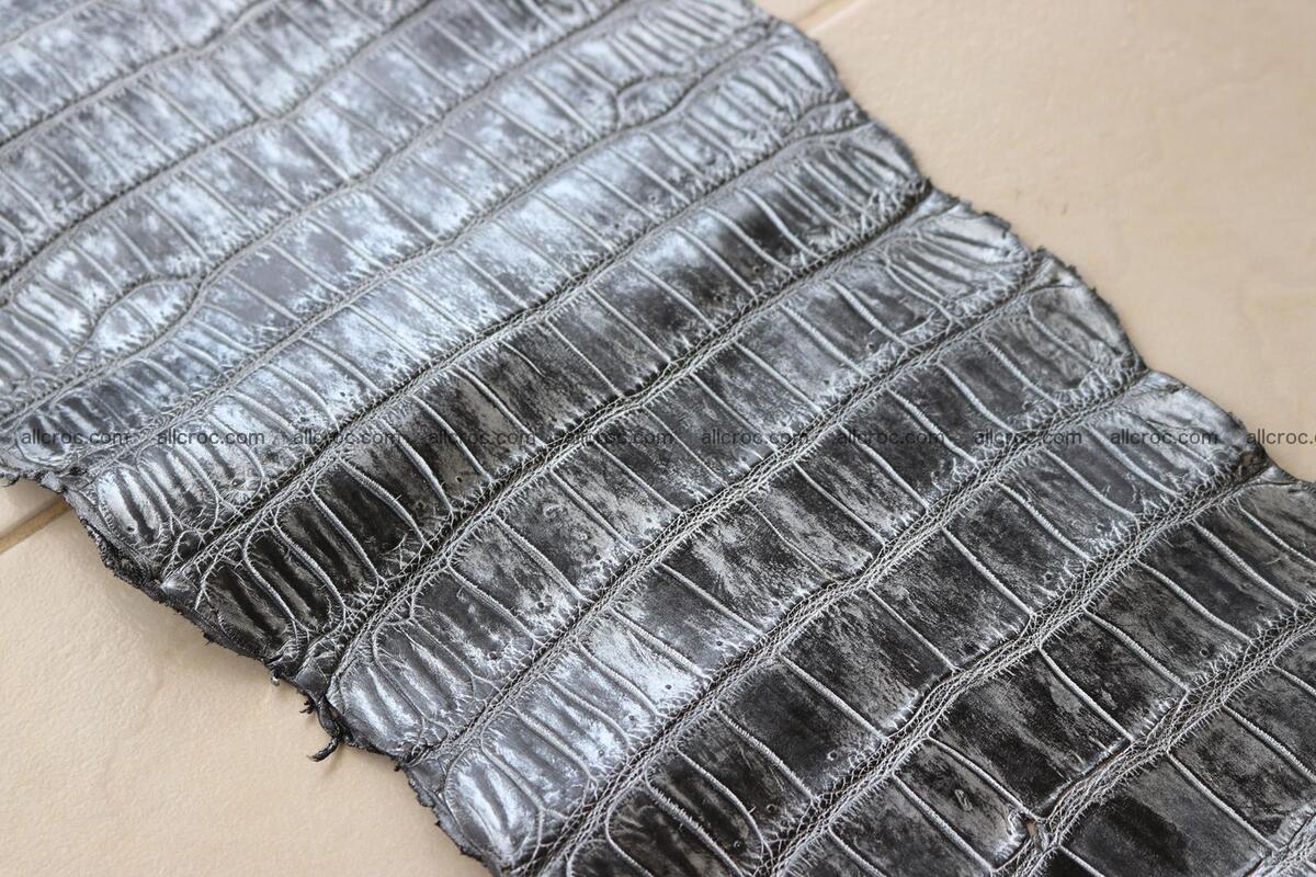 Crocodile skin belly part brush off silver color 1249 Foto 14