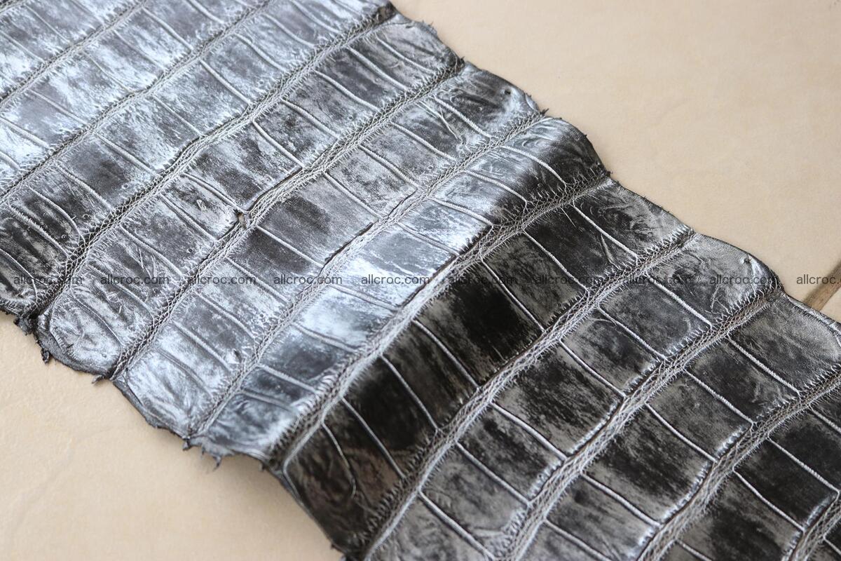 Crocodile skin belly part brush off silver color 1249 Foto 15