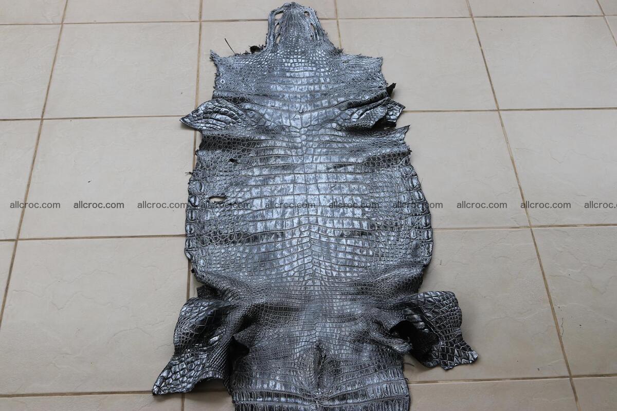 Crocodile skin belly part brush off silver color 1250 Foto 1
