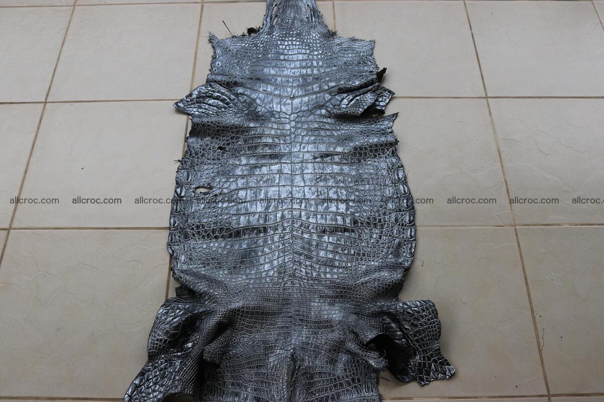 Crocodile skin belly part brush off silver color 1250 Foto 3