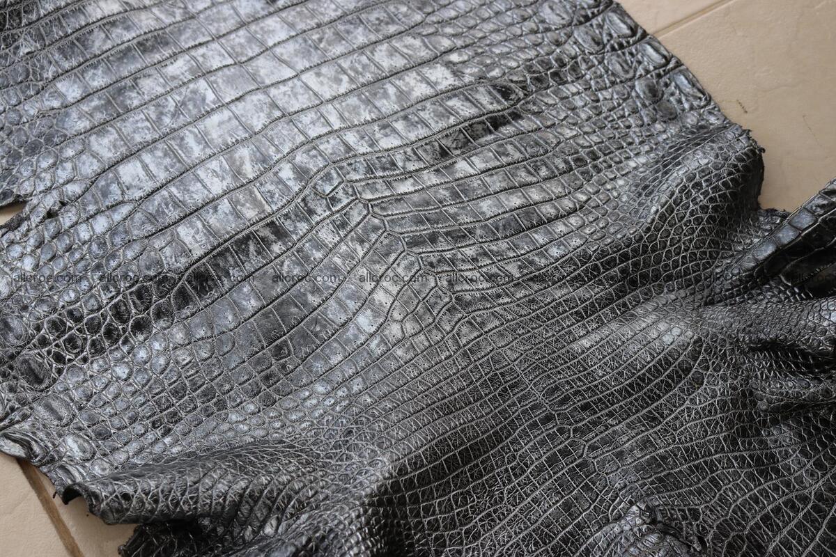 Crocodile skin belly part brush off silver color 1250 Foto 18