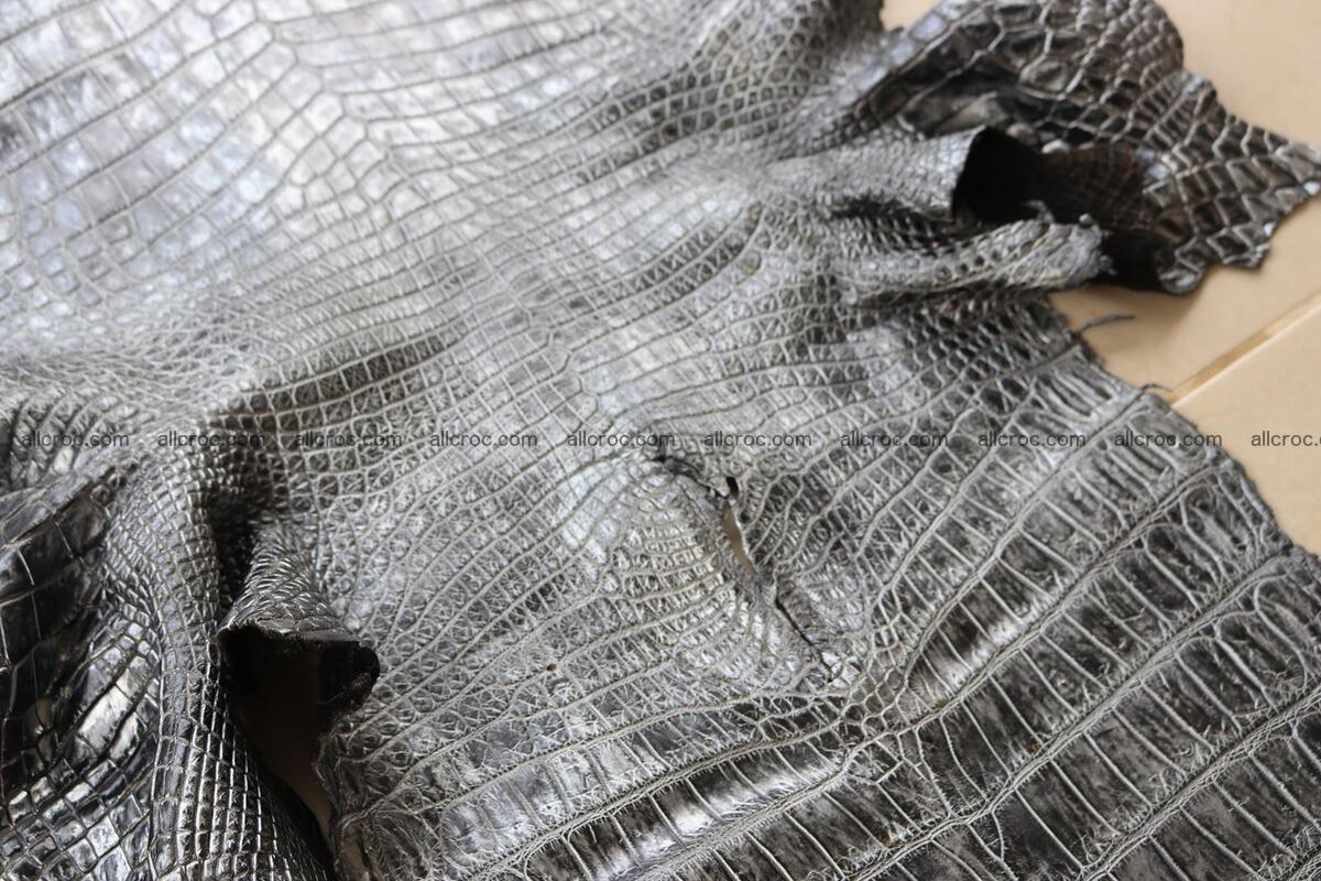 Crocodile skin belly part brush off silver color 1250 Foto 15