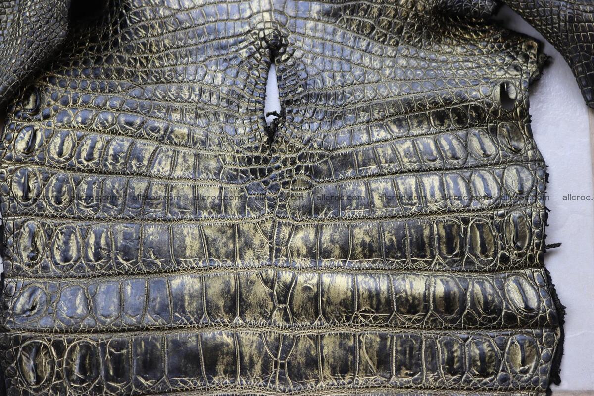 Crocodile skin belly part gold color brush off effect 1251 Foto 9