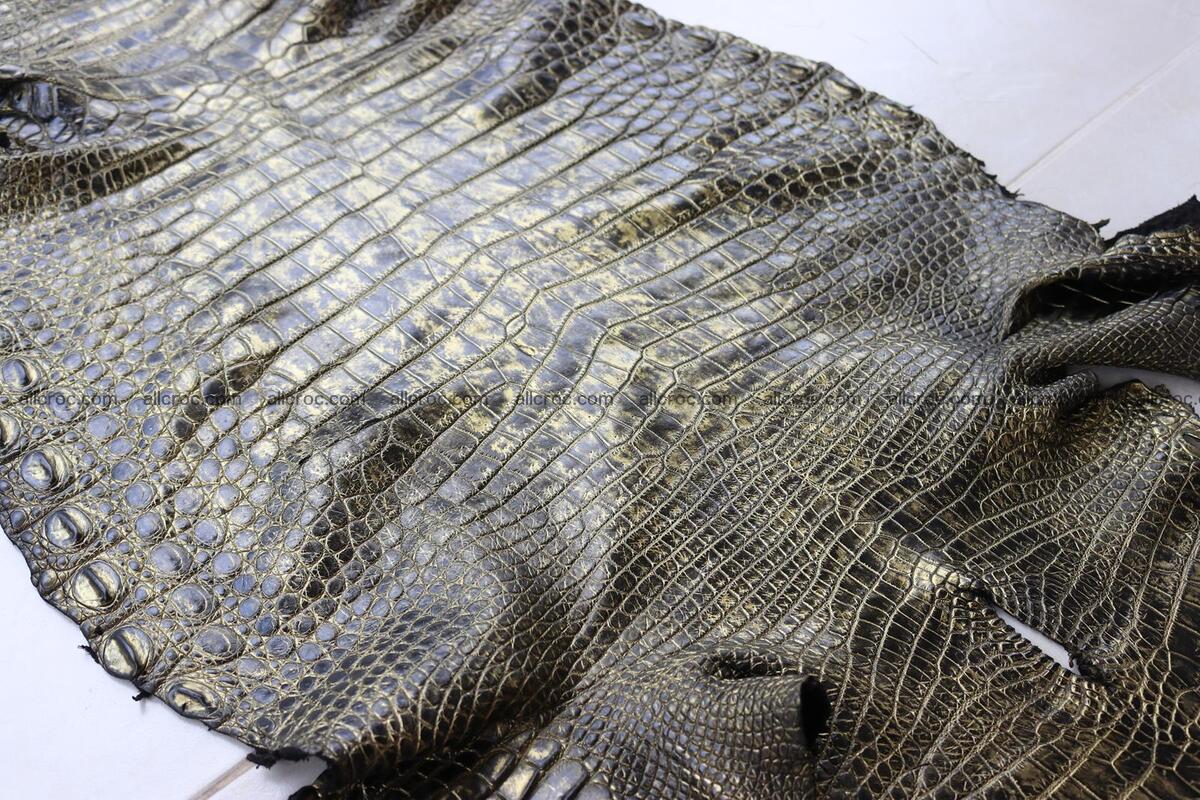 Crocodile skin belly part gold color brush off effect 1251 Foto 15