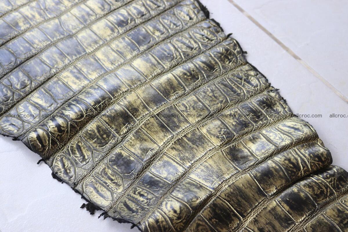 Crocodile skin belly part gold color brush off effect 1251 Foto 11
