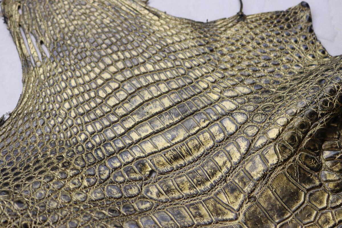 Crocodile skin belly part gold color brush off effect 1252 Foto 7