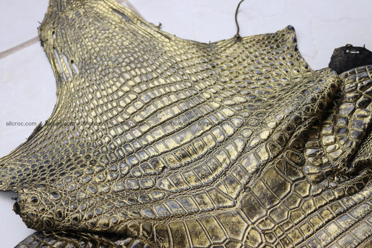 Crocodile skin belly part gold color brush off effect 1252 Foto 6