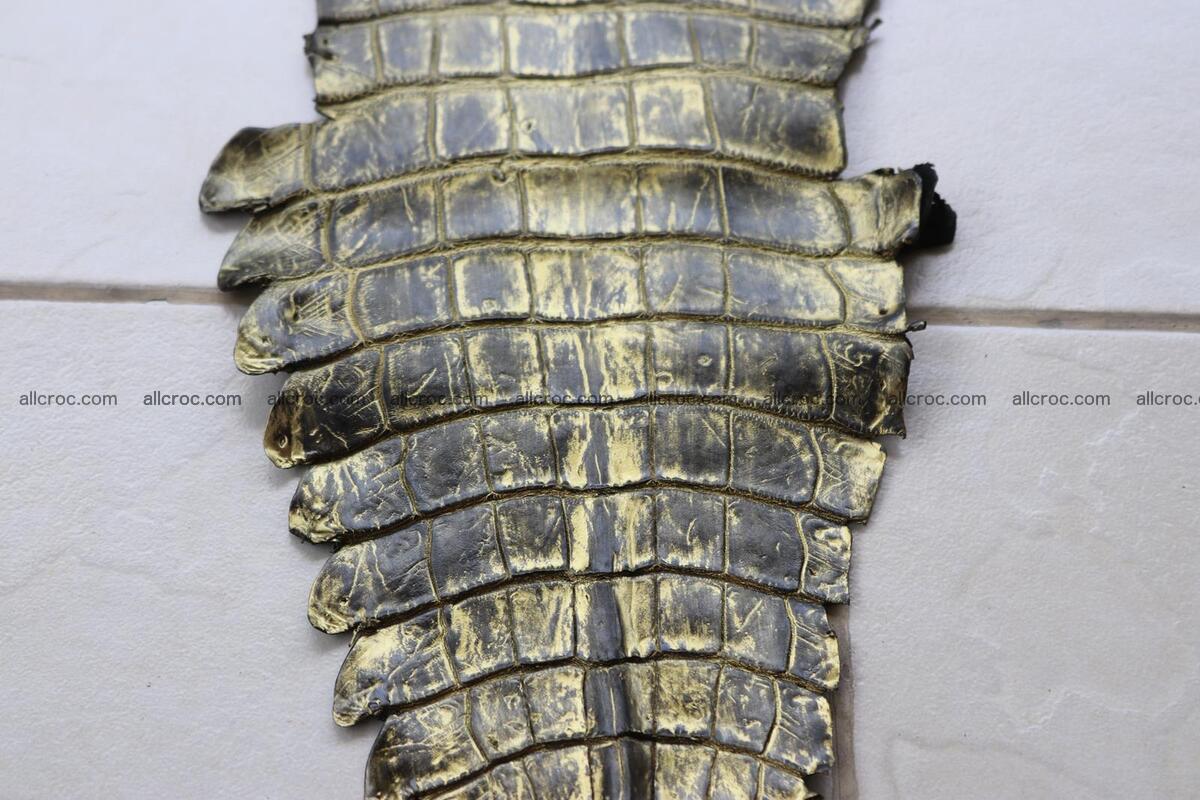 Crocodile skin belly part gold color brush off effect 1253 Foto 9