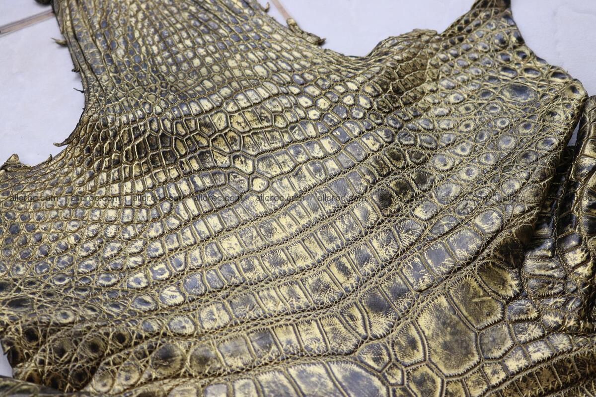 Crocodile skin belly part gold color brush off effect 1253 Foto 19
