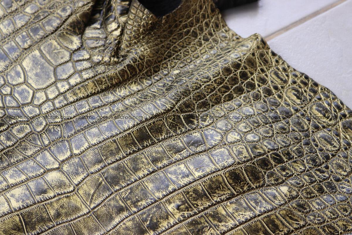 Crocodile skin belly part gold color brush off effect 1253 Foto 11