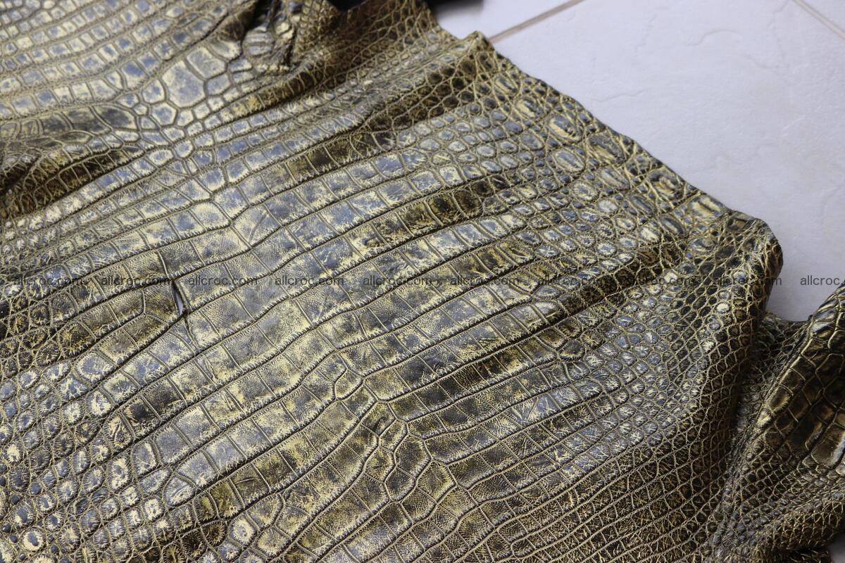 Crocodile skin belly part gold color brush off effect 1253 Foto 15