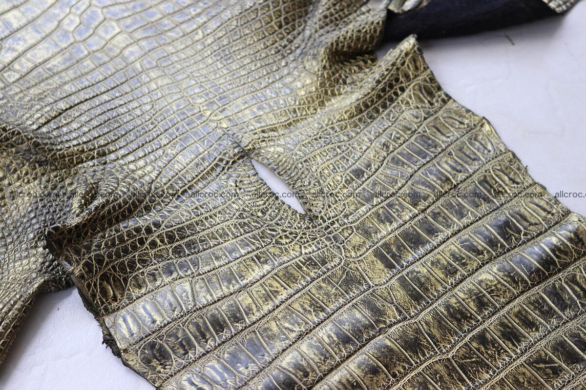 Crocodile skin belly part gold color brush off effect 1253 Foto 16