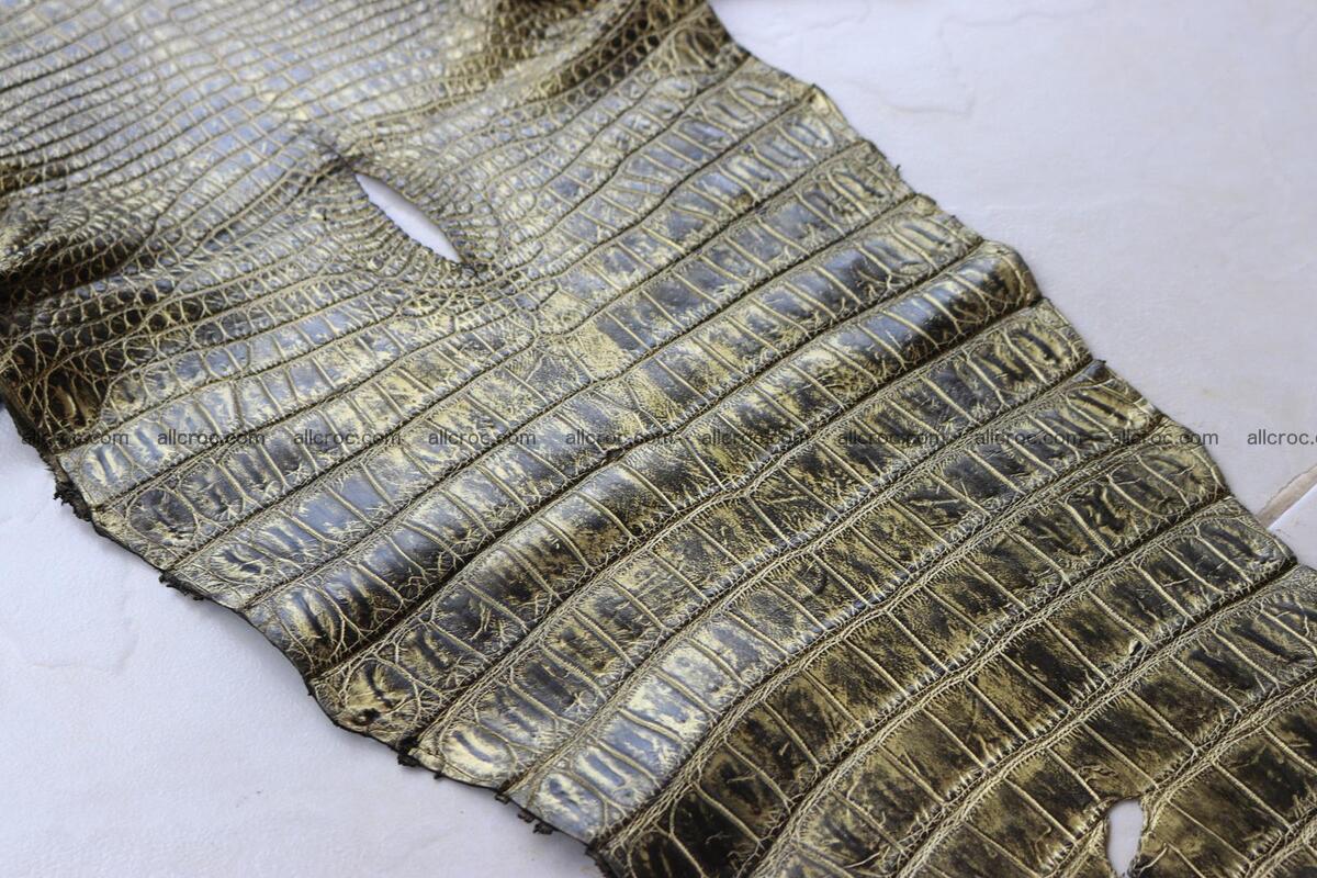 Crocodile skin belly part gold color brush off effect 1253 Foto 13
