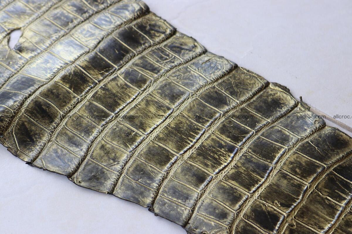 Crocodile skin belly part gold color brush off effect 1253 Foto 17