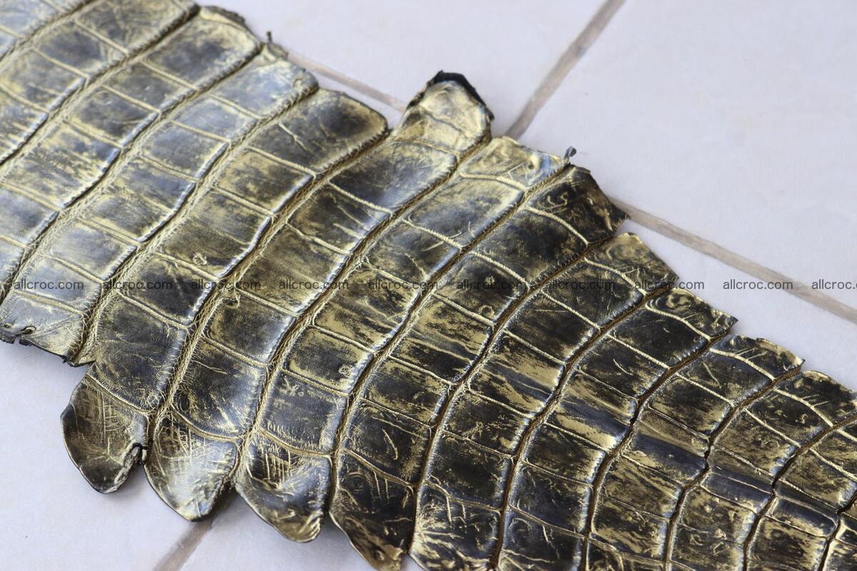Crocodile skin belly part gold color brush off effect 1253 Foto 18