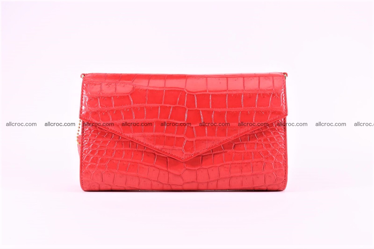Crocodile skin clutch for women red color 1291 Foto 0