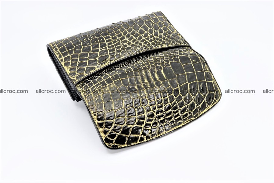 Crocodile skin long wallet trifold 1293