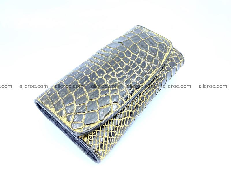 Crocodile skin long wallet trifold 1293