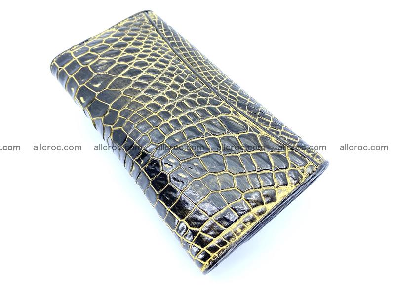 Crocodile skin long wallet trifold 1293