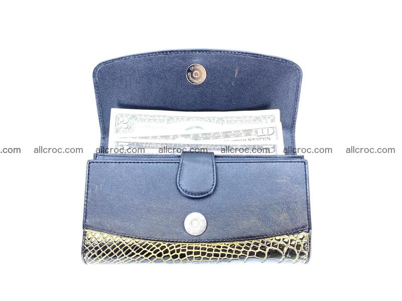 Crocodile skin long wallet trifold 1293