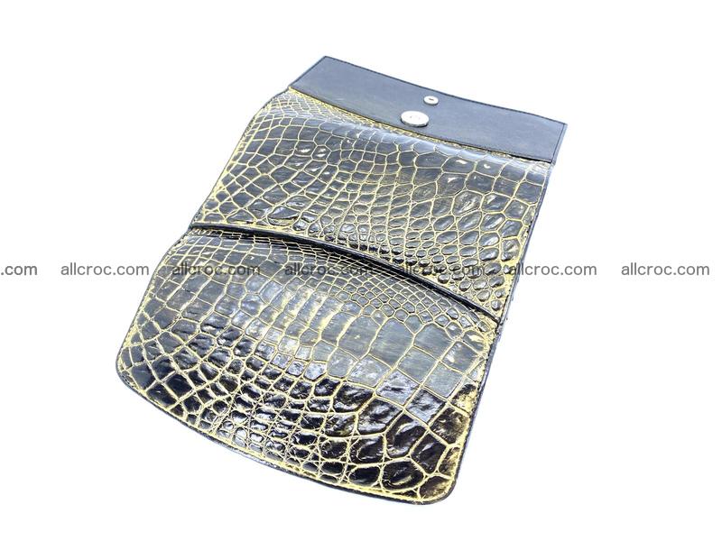 Crocodile skin long wallet trifold 1293