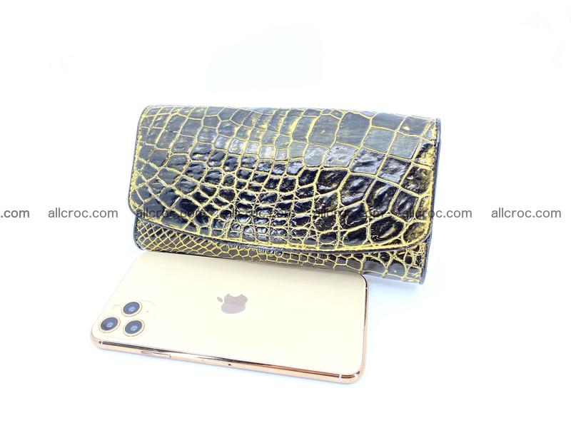 Crocodile skin long wallet trifold 1293