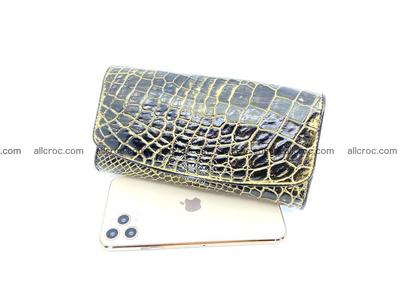 Crocodile skin long wallet trifold 1293