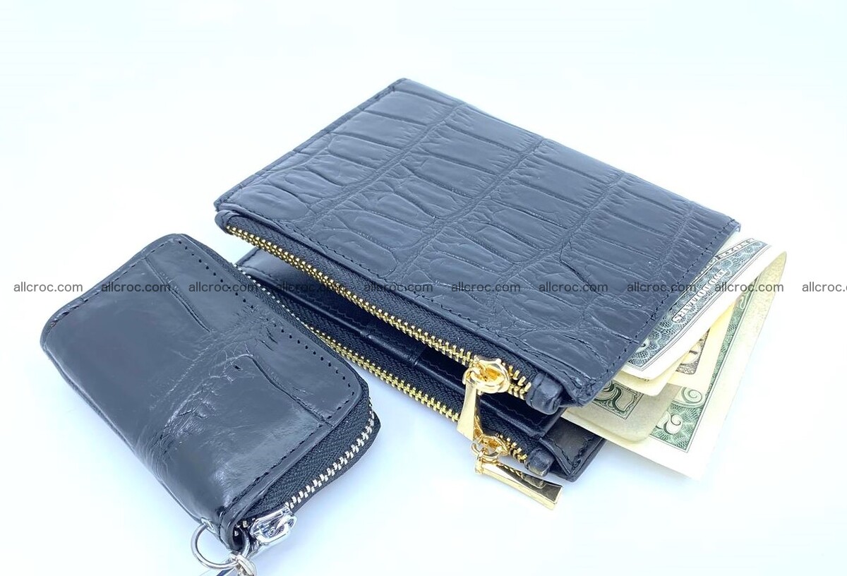 Crocodile skin vertical wallet HK 2 zip 1316 Foto 7