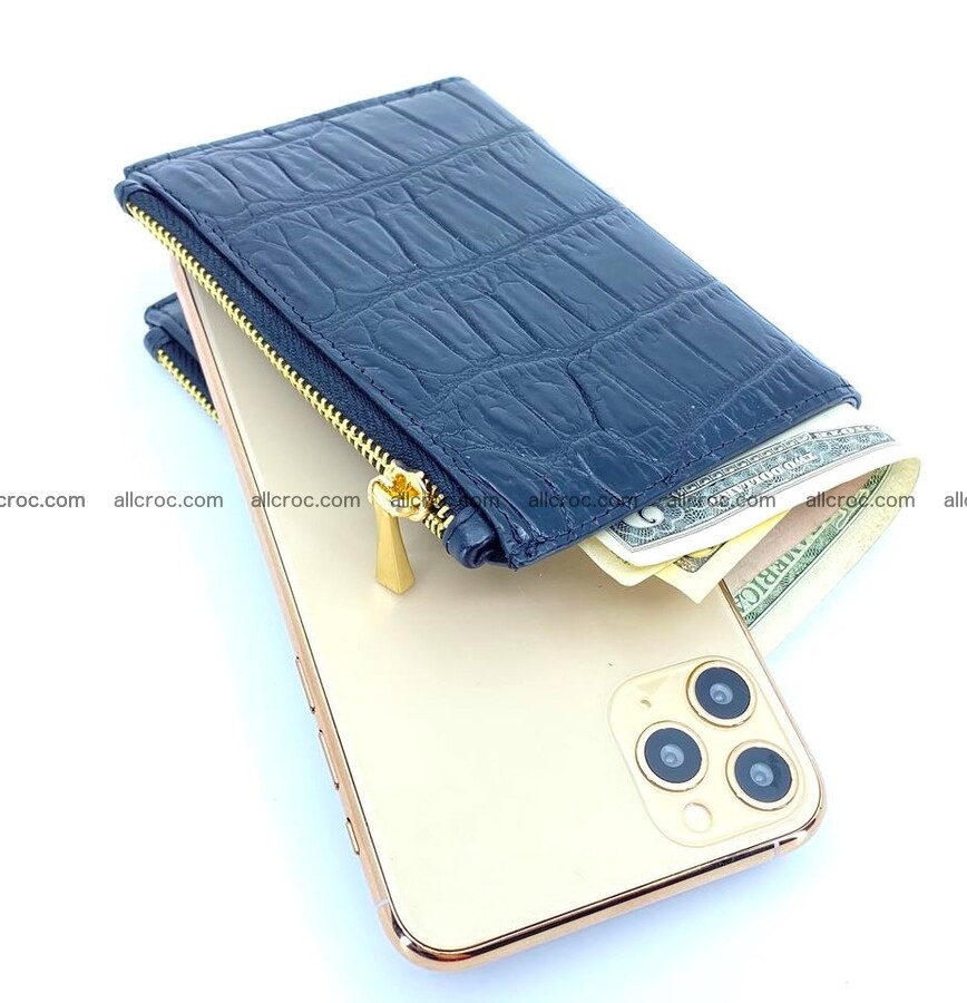 Crocodile skin vertical wallet HK 2 zip 1316 Foto 6